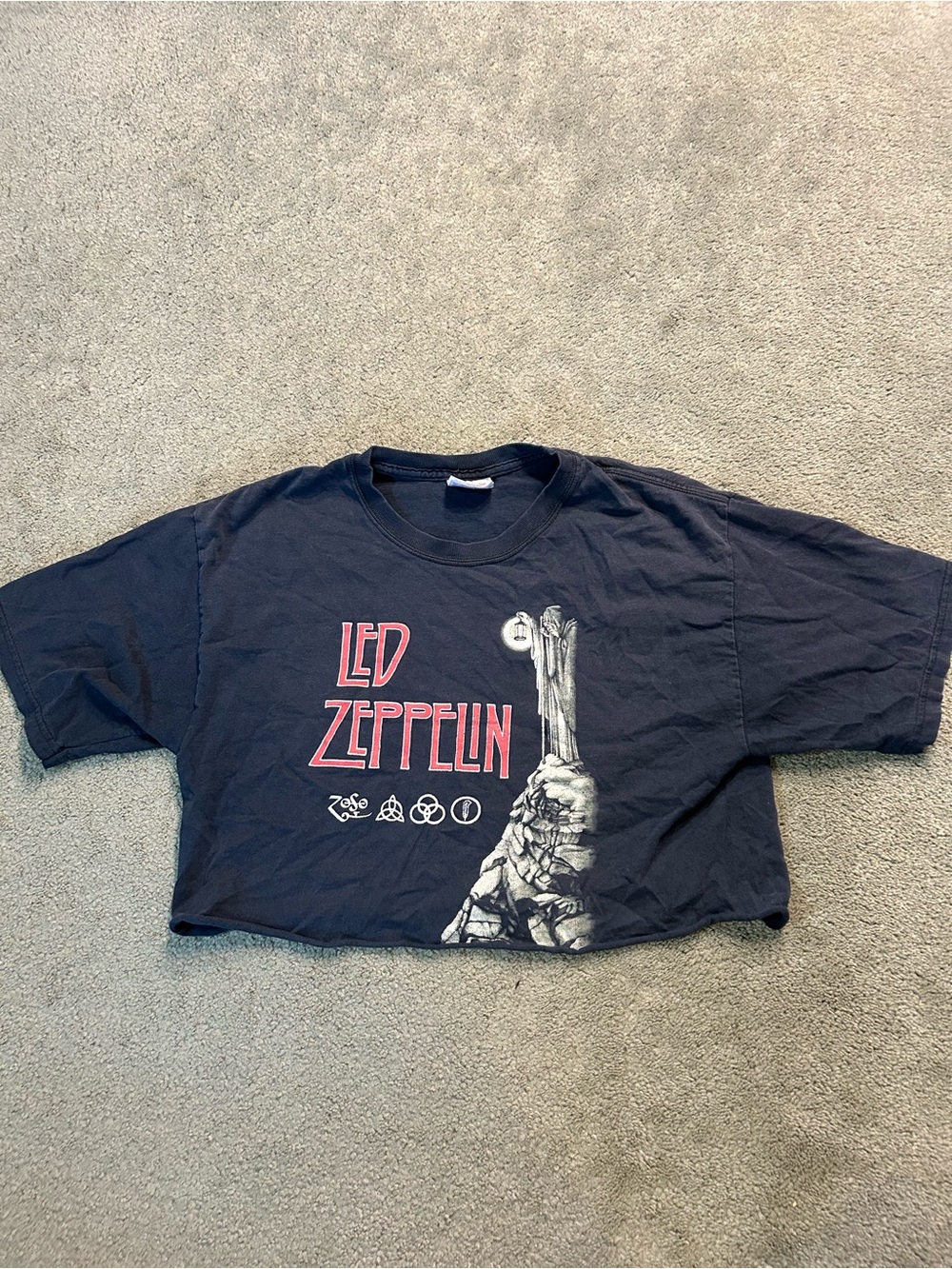 Vintage Led Zeppelin Cropped T Shirt Medium Y2K Band Tee